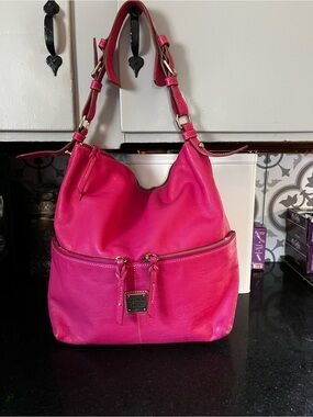 Hot Pink Leather Hobo Bag by Dooney and Bourke